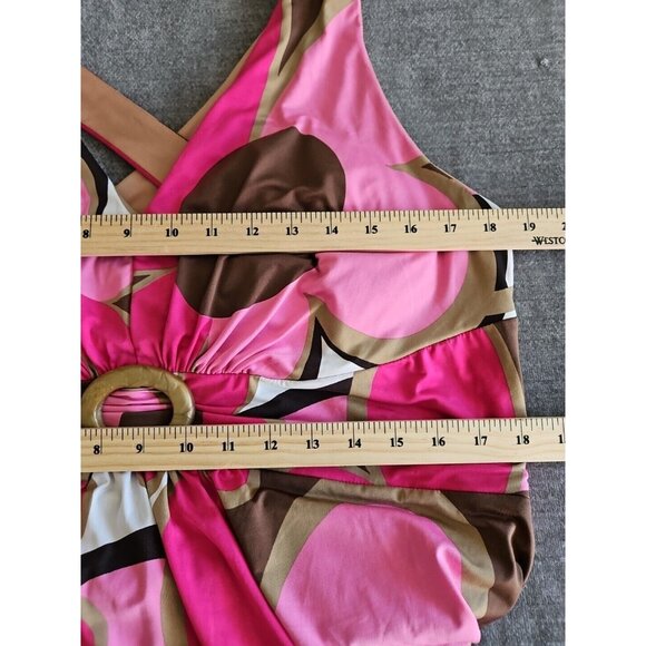 Joseph Ribkoff Dress s18 Multicolor Bodycon Sleeveless Floral Ruched Buckle Boho - Picture 3 of 13